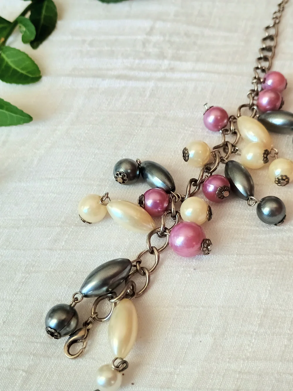 💜 WHIMSIGOTHIC 💜 VTG Artisan Faux Pearl Cha-Cha Bracelet, Festival Fashion